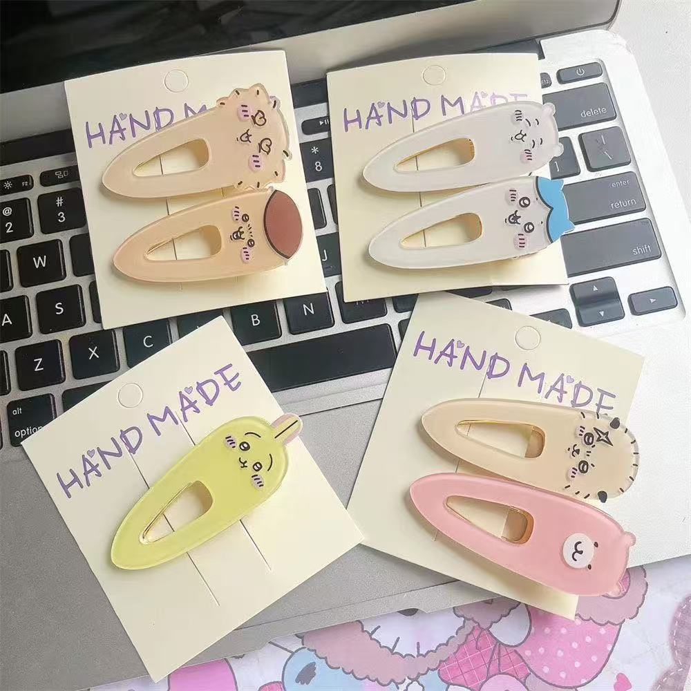 Hair Bundles - かわいいチイカワスのキャラクターヘアクリップ、キュートな漫画風アクリルダックビルクリップ、日常使いにぴったりの面白いアニメヘアアクセサリー