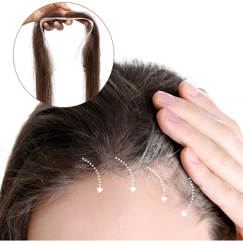 Invisible Tape In Extensions Real Hair - 2×13インチ レース クリップなし フィッシュライン 目立たないヘアフロント かつら