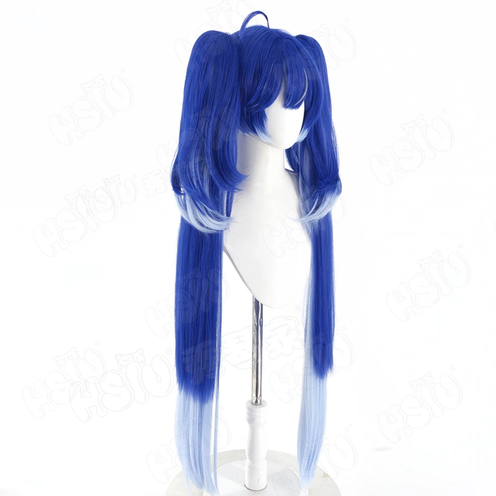 Synthetic Wigs - ゲーム「Wuthering Waves」のイウノのコスプレ用ウィッグ。青と白のミックスカラー、長い髪、合成繊維製。ウィッグキャップ付き。パーティー、ハロウィーンに最適。2026年。