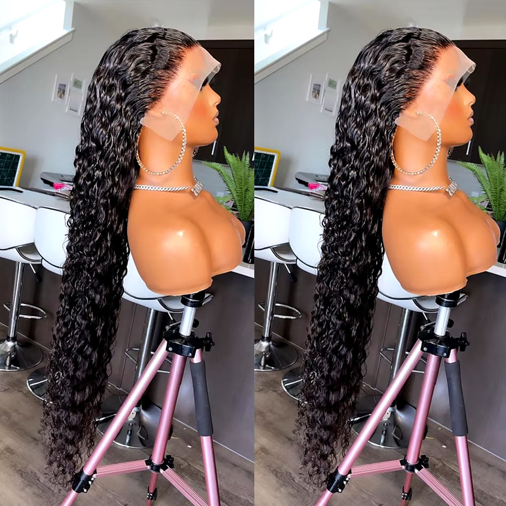 Human Hair Wigs - 42インチ ブラジリアンバージン人毛 ジェリーカーリーウェーブ 13x6 レースフロントウィッグ ブラジリアン