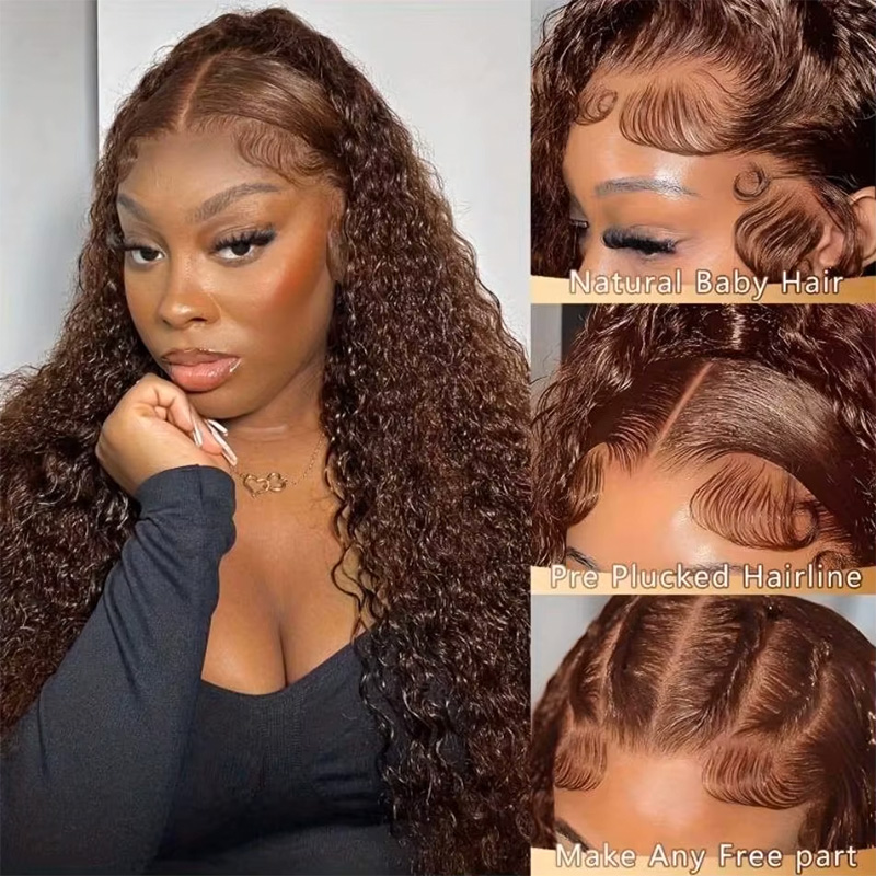 チョコレートブラウンカラー、密度220%、36インチ、チョコ - Human Hair Wigs のレビューと価格