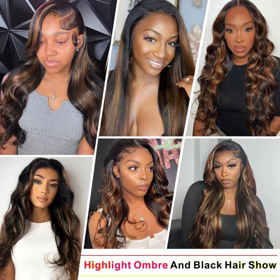 P1B30 ハイライトオンブレボディウェーブ人毛ウィッグ 1 - Human Hair Wigs のレビューと価格