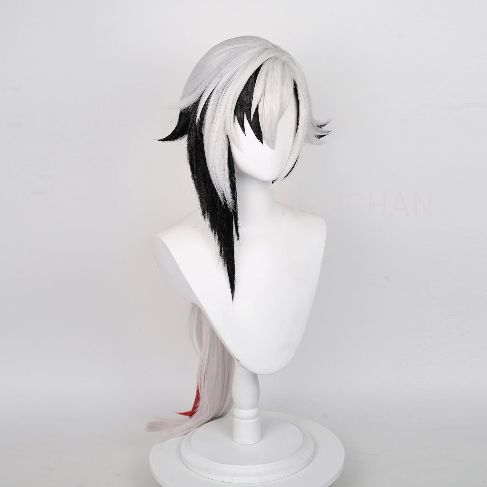 原神アレッキーノコスプレウィッグロングシルバーブラックグラデ - Synthetic Wigs のレビューと価格