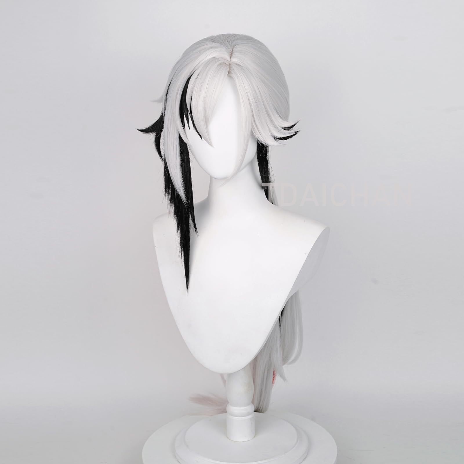 原神アレッキーノコスプレウィッグロングシルバーブラックグラデ - Synthetic Wigs のレビューと価格