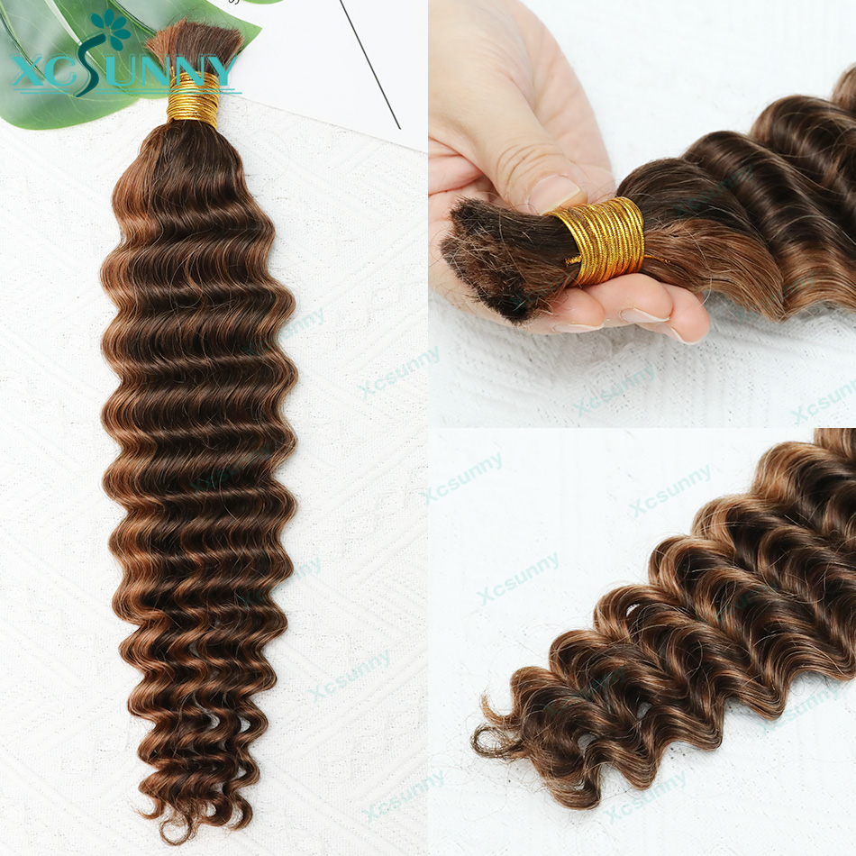 色 # 4/30 ボヘミアンブレイズ人毛エクステ ノットレス - Water Wave Bulk Human Hair For Braiding のレビューと価格