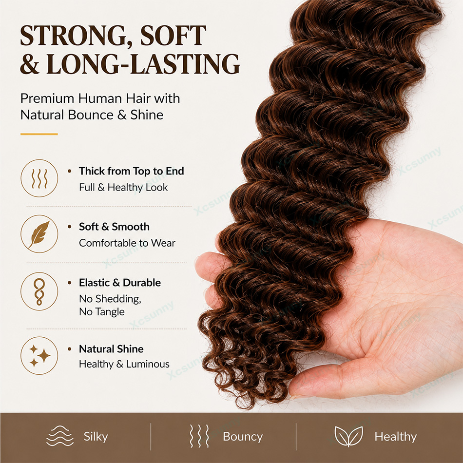 色 # 4/30 ボヘミアンブレイズ人毛エクステ ノットレス - Water Wave Bulk Human Hair For Braiding のレビューと価格