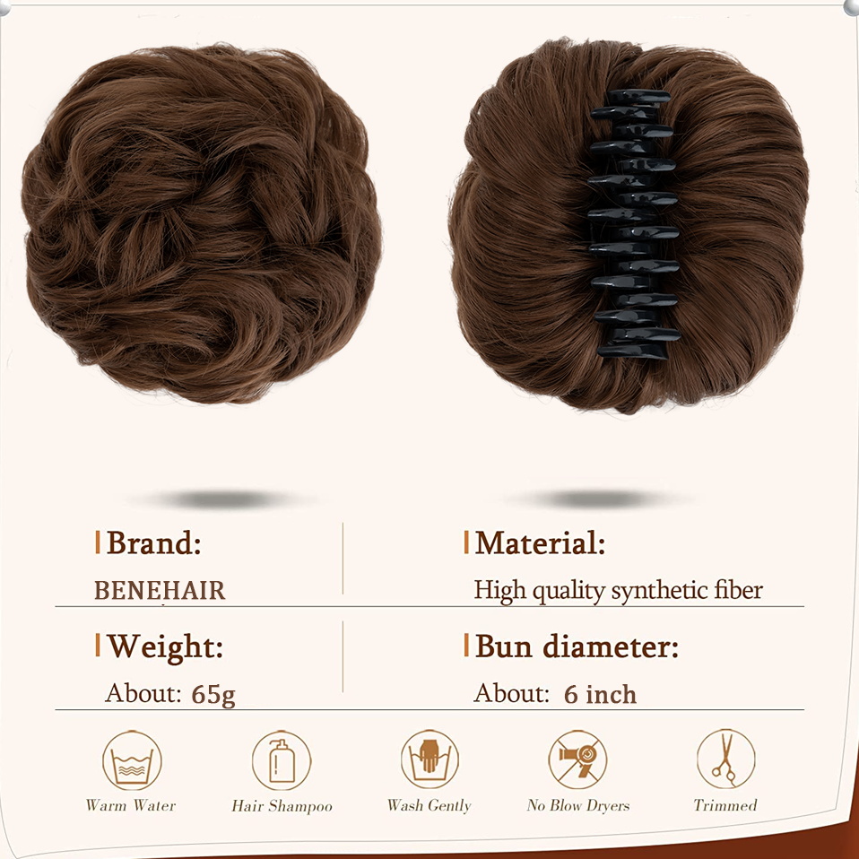 Benehair 乱雑なおだんごヘア合成爪クリップシニヨン女 - Claw Clip Messy Bun Hair Piece のレビューと価格