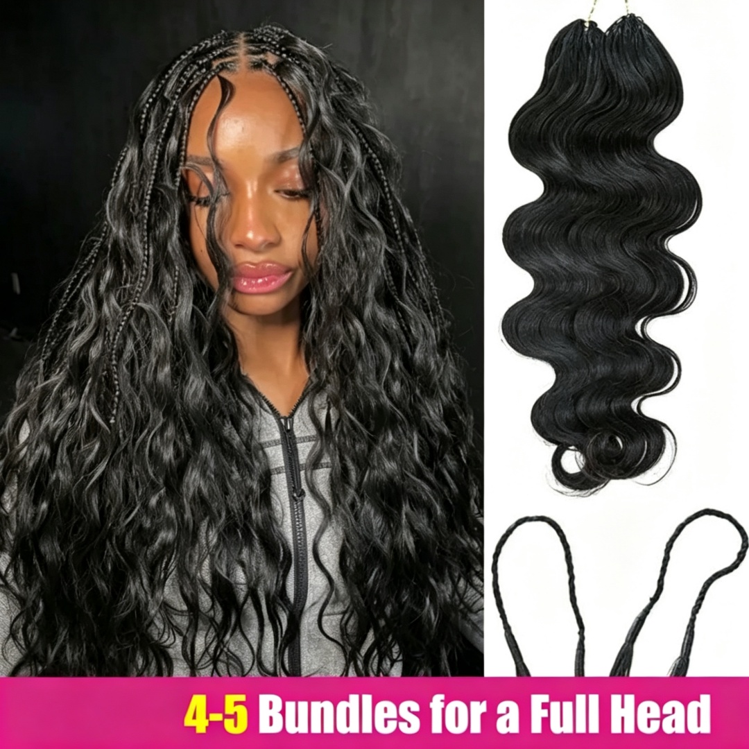 スマイルガール ボディウェーブ フェザー クロシェ編み込み  - Hair Bundles のレビューと価格