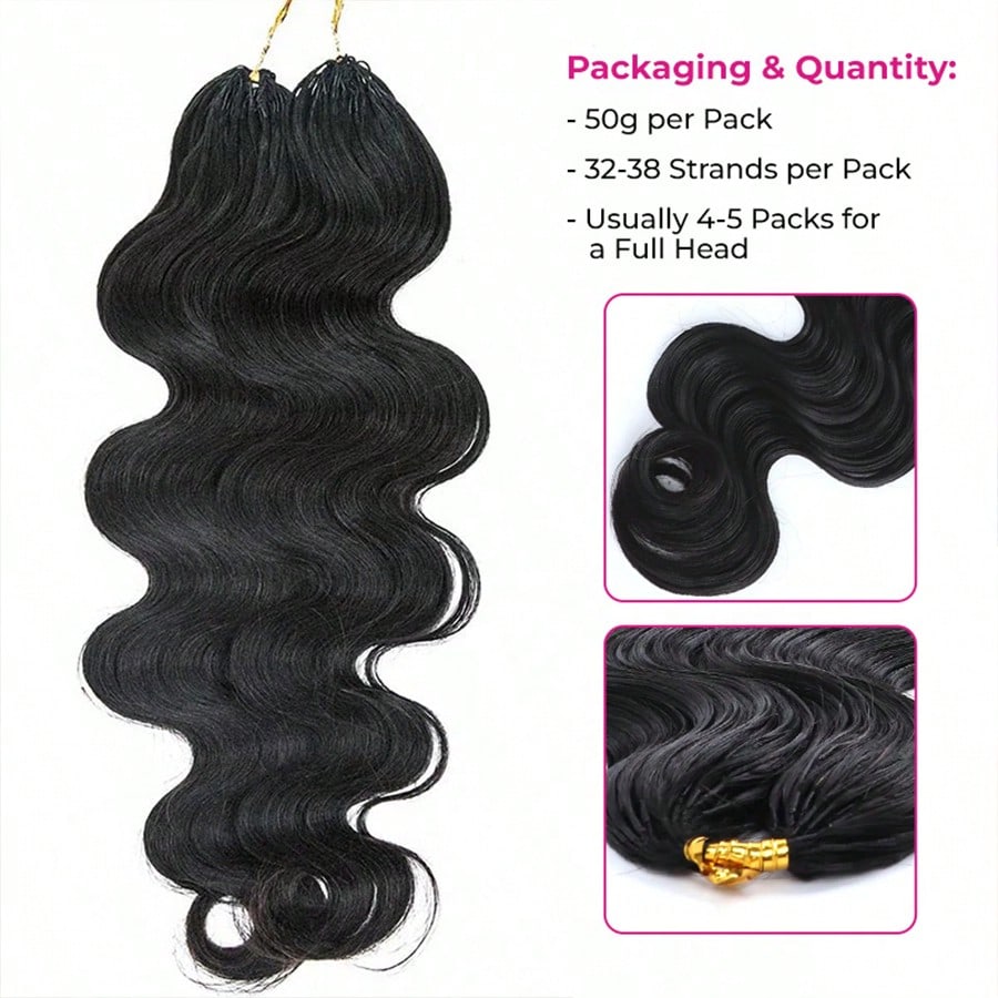 スマイルガール ボディウェーブ フェザー クロシェ編み込み  - Hair Bundles のレビューと価格