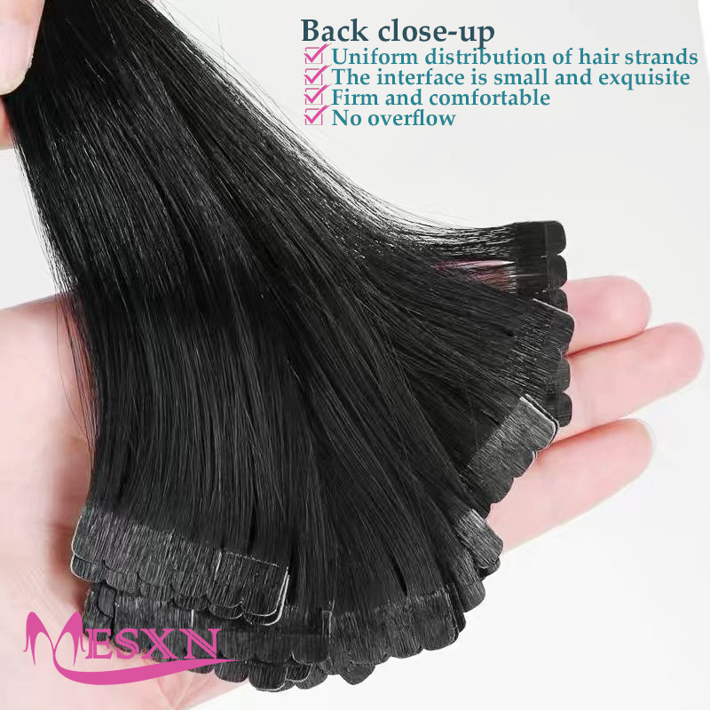 ミニストレートナチュラルヘアエクステンション,サロン用の目に - Invisible Tape In Extensions Real Hair のレビューと価格