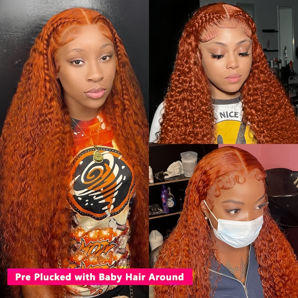 30インチ オレンジジンジャーウォーターウェーブ レースフロ - Human Hair Wigs のレビューと価格